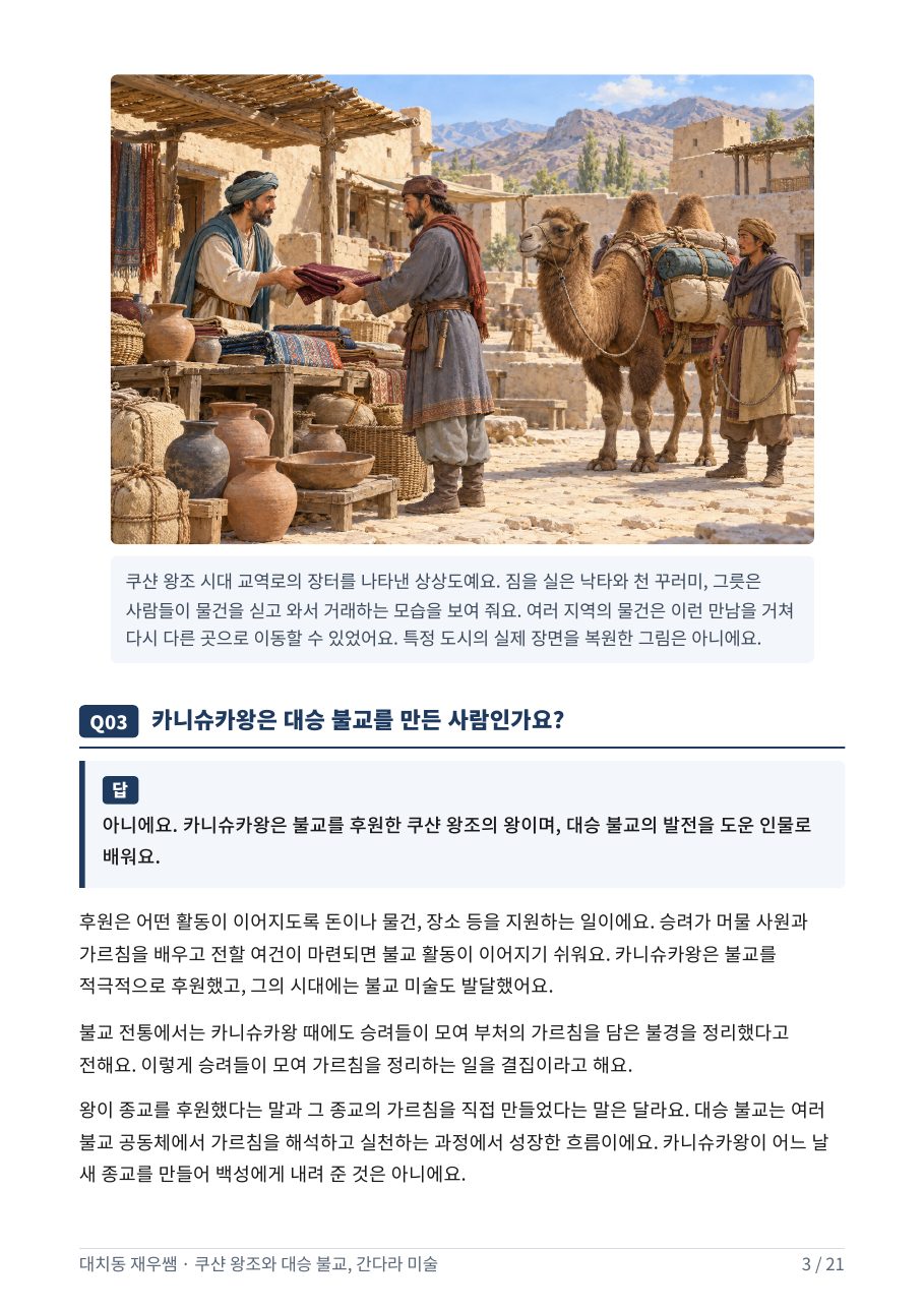 쿠샨 왕조 시대 교역로의 장터 상상도