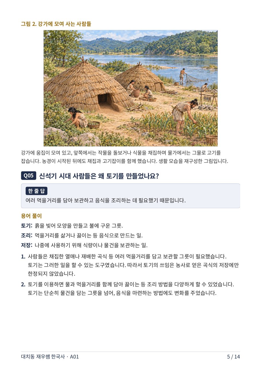 강가에 모여 사는 신석기 사람들