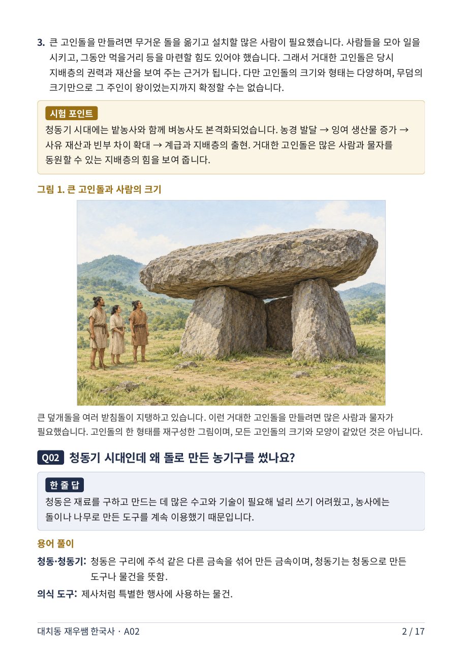 큰 고인돌과 사람의 크기 — 지배층의 힘