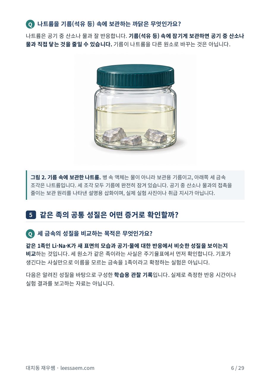기름 속에 보관한 나트륨