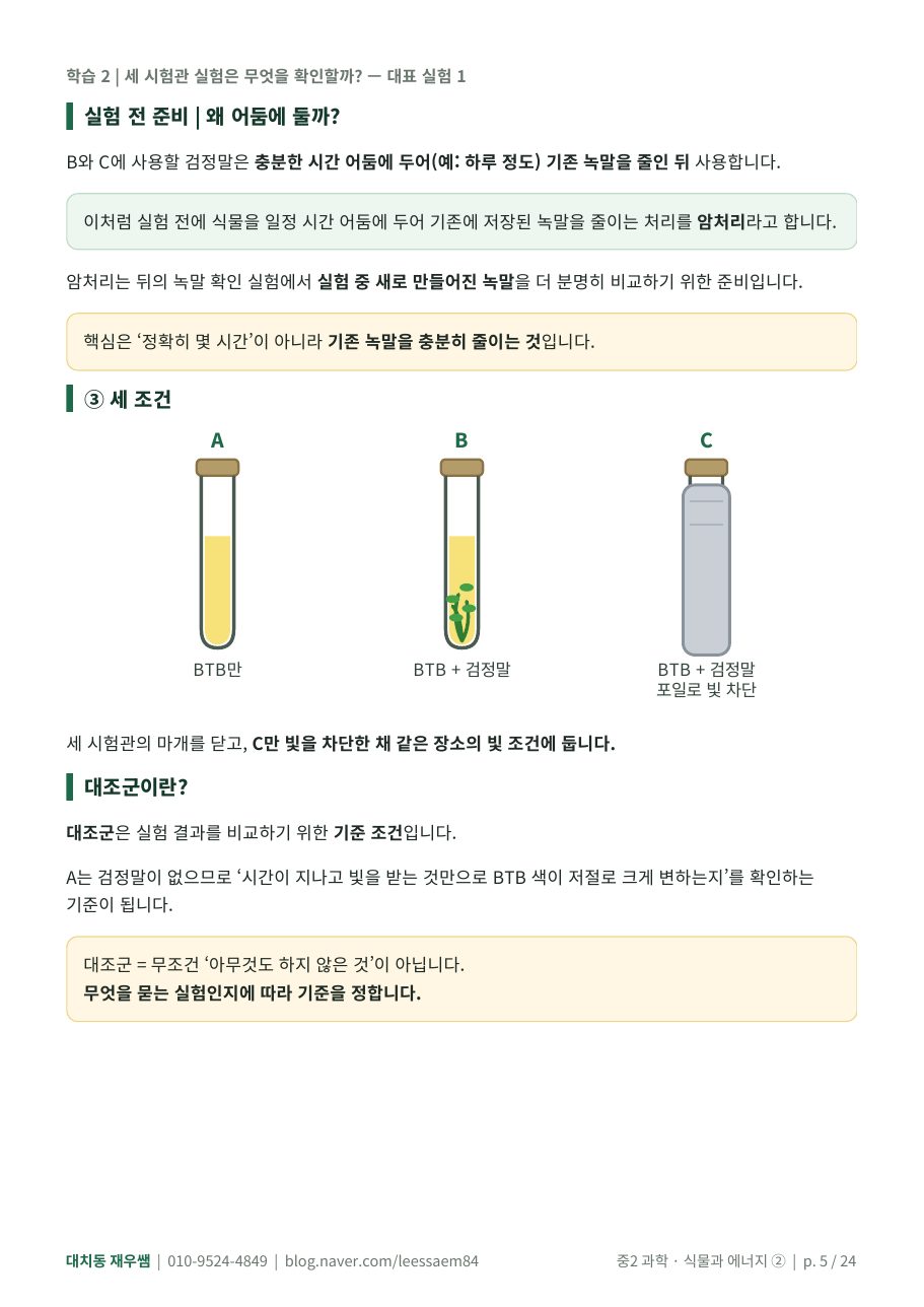 세 시험관 실험 — 대조군이 왜 필요한지