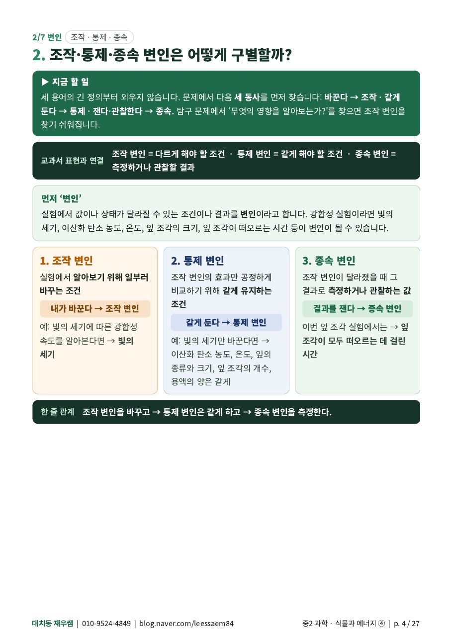 조작·통제·종속 변인 구별